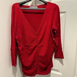 Maison Jules Red V-Neck Blouse